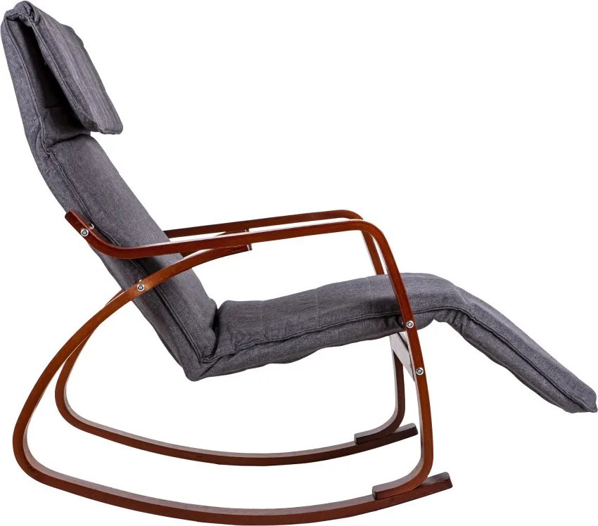 Scaun oscilant cu suport reglabil pentru picioare, cadru din lemn hazel - gri