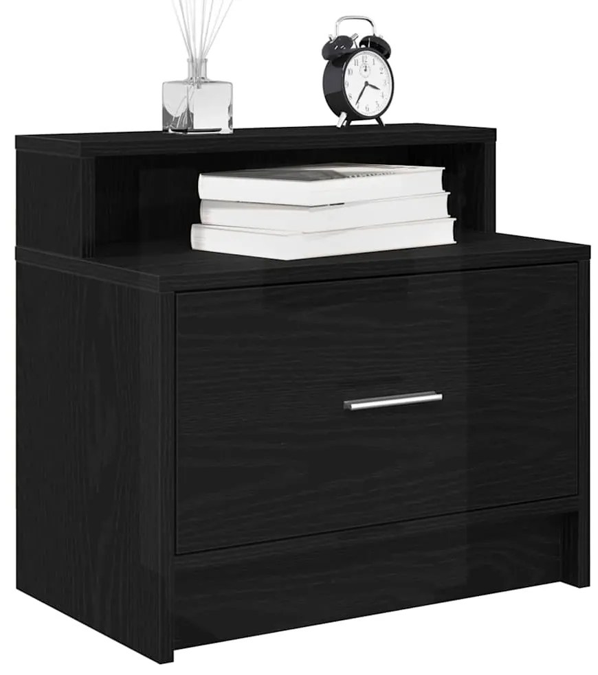 vidaXL Noptiere cu sertar 2 buc stejar negru 51x31x47 cm