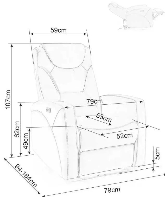 Scaun reclinabil Kronos Velvet, gri