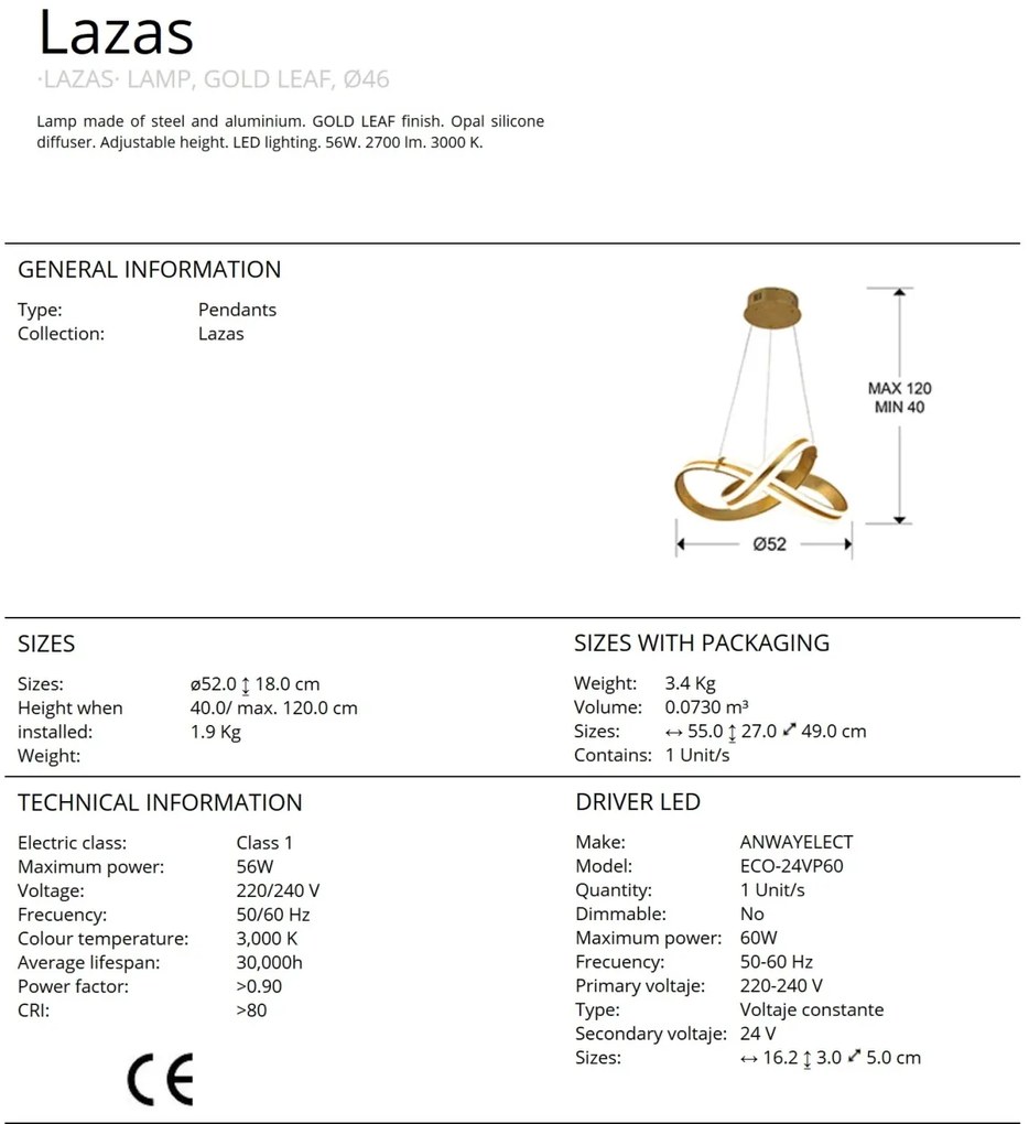 Lustra LED design ultra-modern Lazas 50cm SV-486705