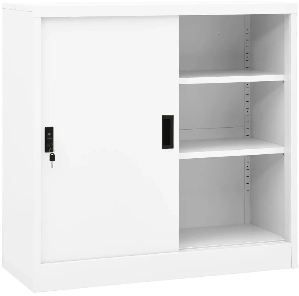 vidaXL Dulap de birou cu ușă glisantă, alb, 90x40x90 cm, oțel