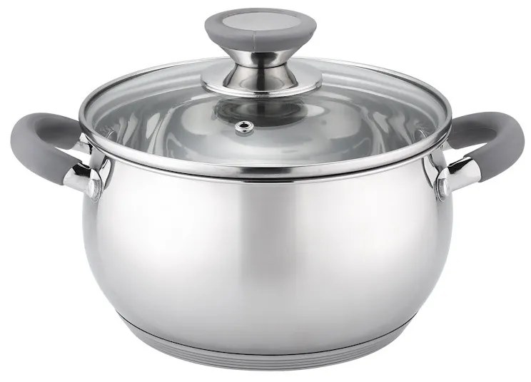 Oala Oliver Voltz OV51210N26, 26 cm, 7.7 L, Inductie, Manere silicon, Inox/Gri