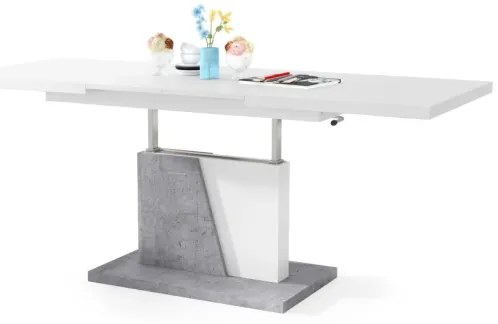 Măsuță de cafea pliabilă cu blat rabatabil NINO alb/gri