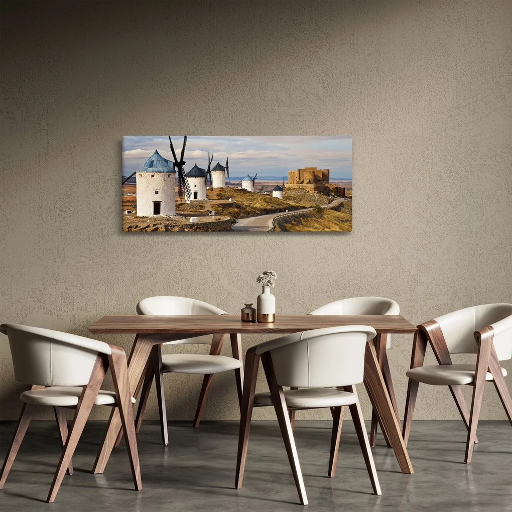 Tablou - Morile de vânt din Consuegra, Spania (120x50 cm)