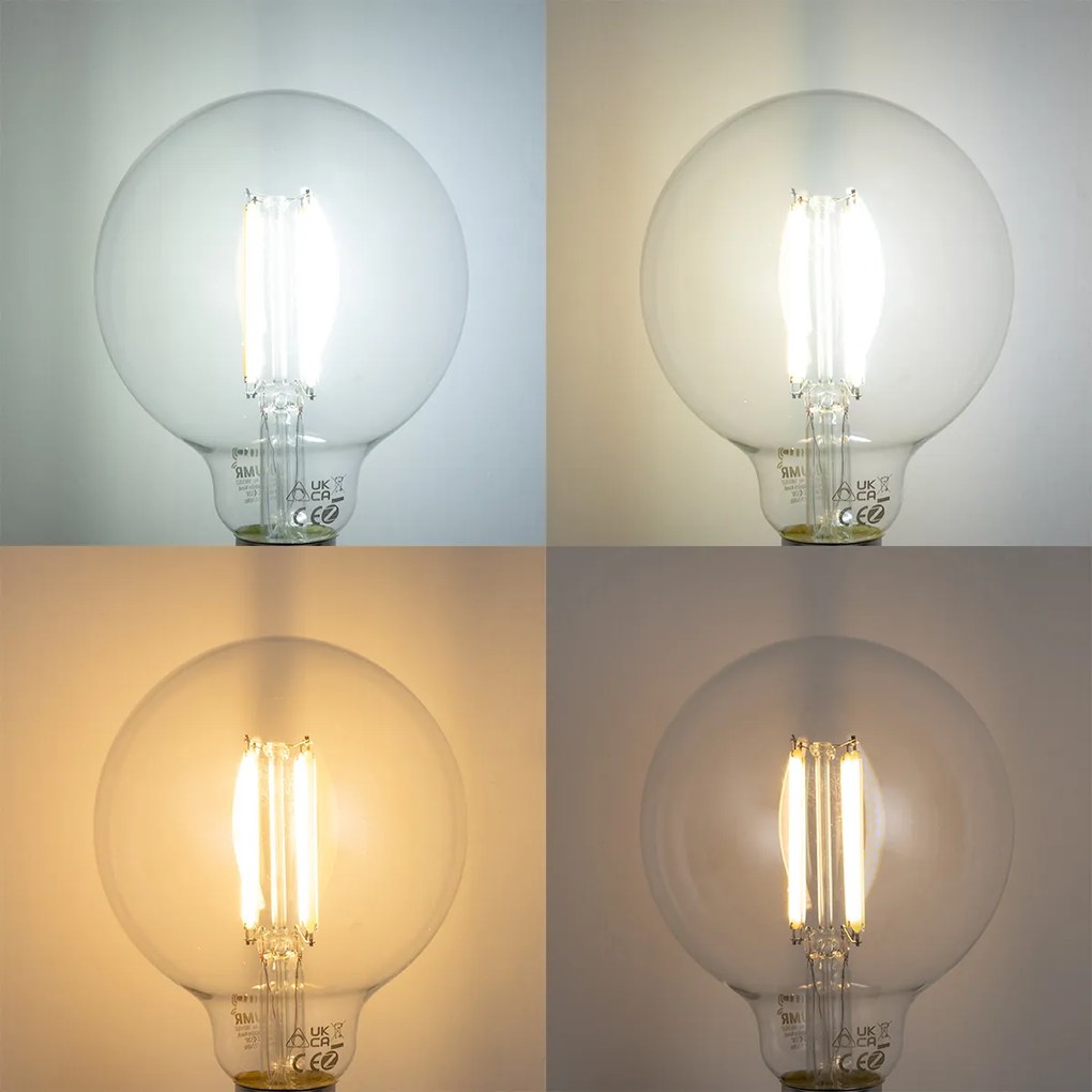 Bec LED inteligent E27 reglabil G95 transparent 7W 806lm 2700-6500K