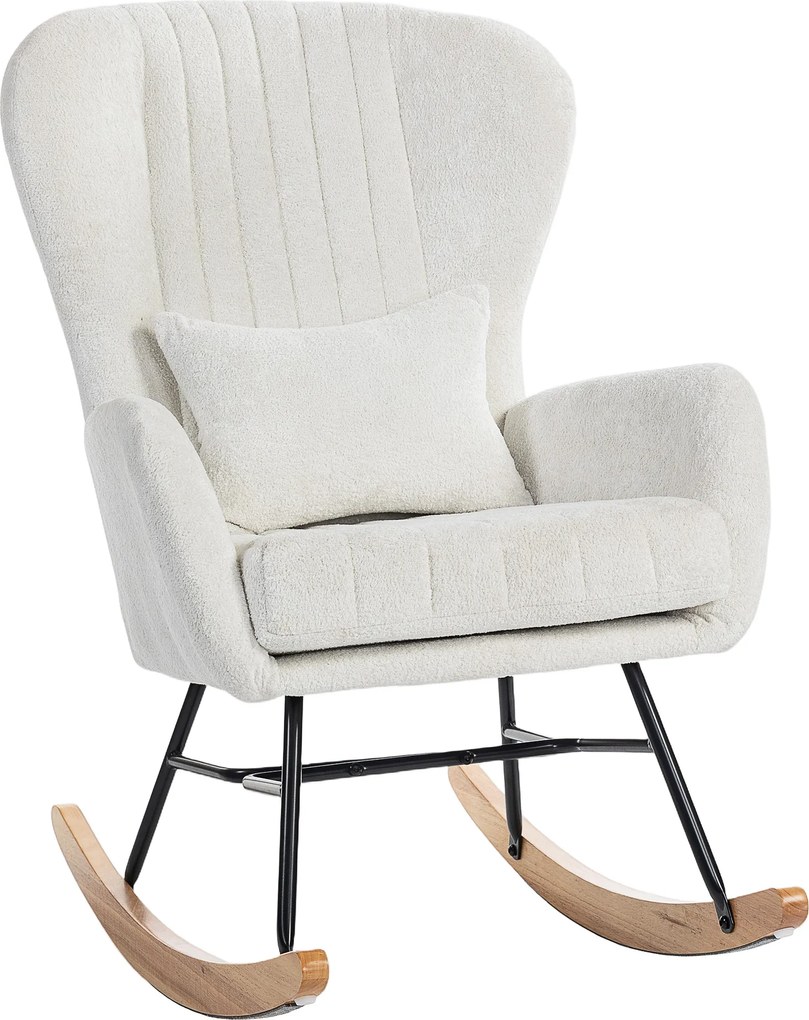 HOMCOM Fotoliu balansoar, rocking chair cu pernă, șezut căptușit, spătar înalt, 67 x 88 x 104 cm, alb | Aosom Romania