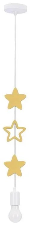 Lustră suspendată pentru copii STARS, cu cablu, 1xE27/20W/230V, galbenă/albă