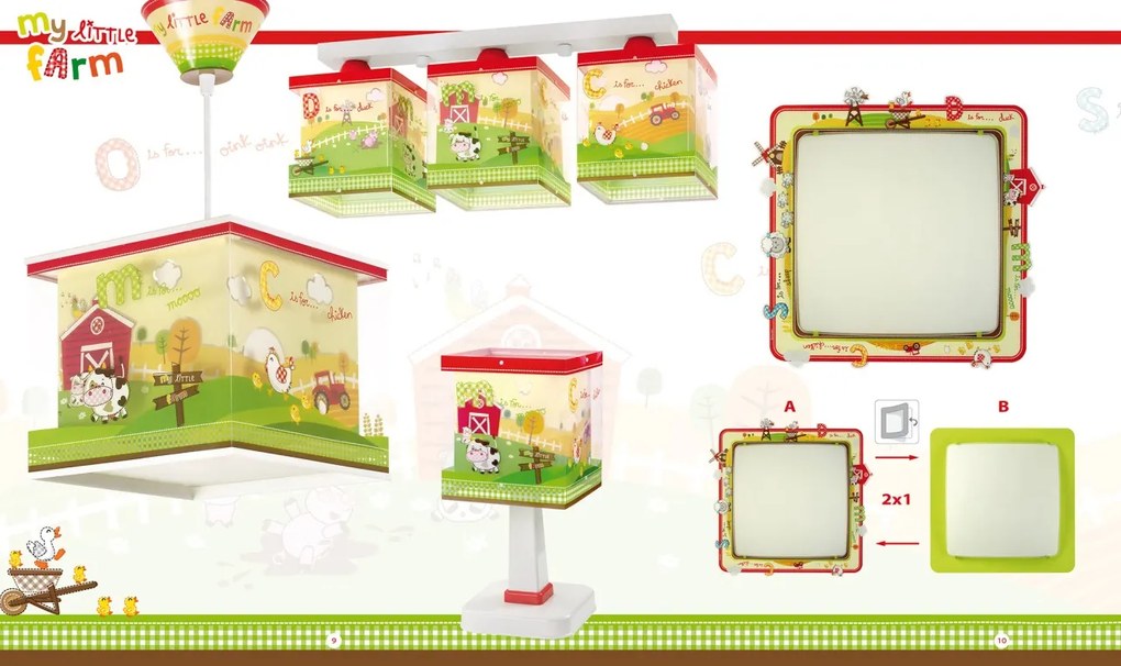 Aplica perete sau tavan camera copii cu imagini imprimate, My Little Farm 64406 DB