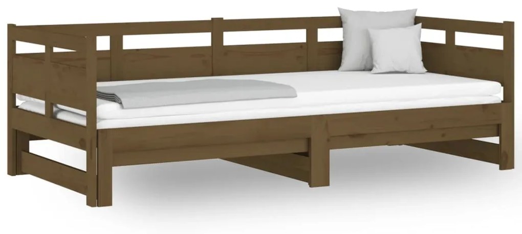 820315 vidaXL Pat de zi extensibil, maro miere, 2x(90x200) cm, lemn masiv pin