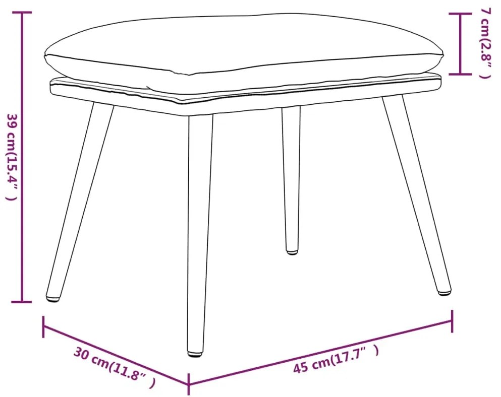 Taburet, gri inchis, 45x30x39 cm, microfibra Morke gra