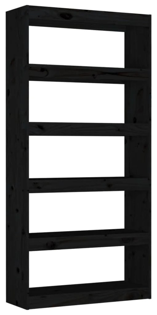 808202 vidaXL Bibliotecă/Separator cameră negru 80x30x167,4 cm lemn masiv pin