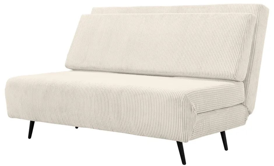 Canapea crem extensibilă cu tapițerie din catifea reiată 140 cm Mallory – Støraa