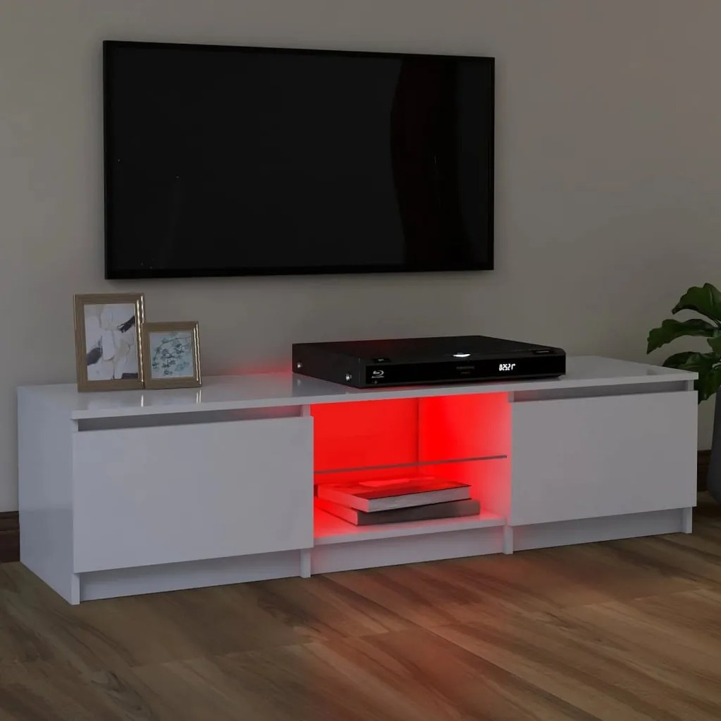 Comoda TV cu lumini LED, alb, 120x30x35,5 cm 1, Alb, 120 x 30 x 35.5 cm