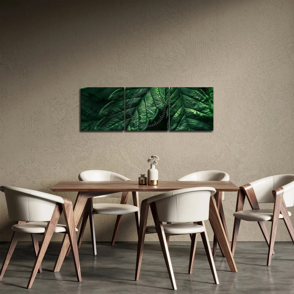 Tablou - Detaliu al foii (cu ceas) (90x30 cm)