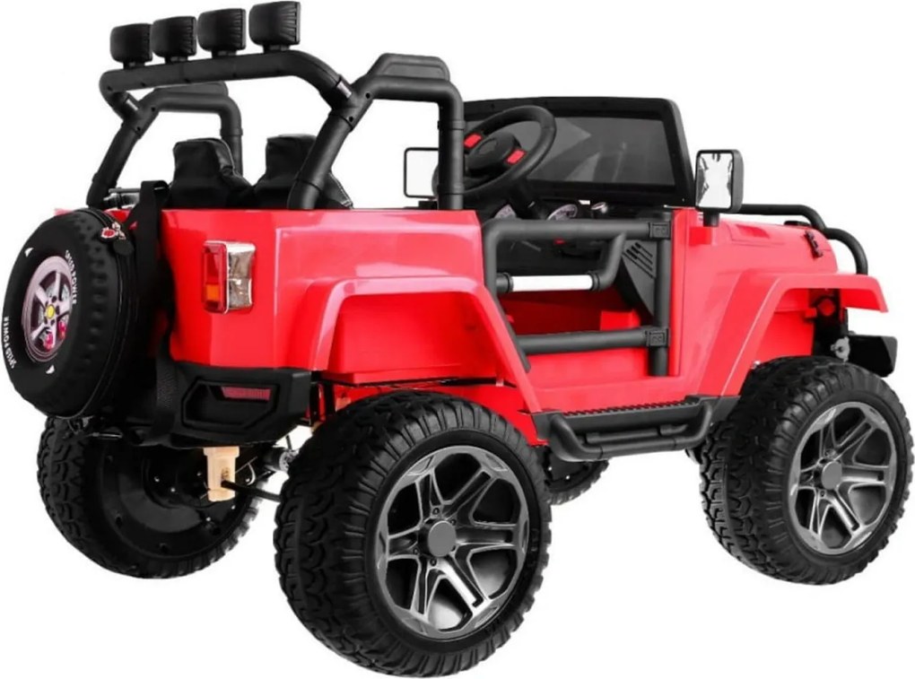 Masinuta Electrica cu acumulator pentru copii NOVOKIDS™ Jeep 4X4 PRO, 2 locuri, Max 40 kg, 3-10 ani , Husa ploaie si rucsac ,2 Baterii 12V, 2 Viteze,