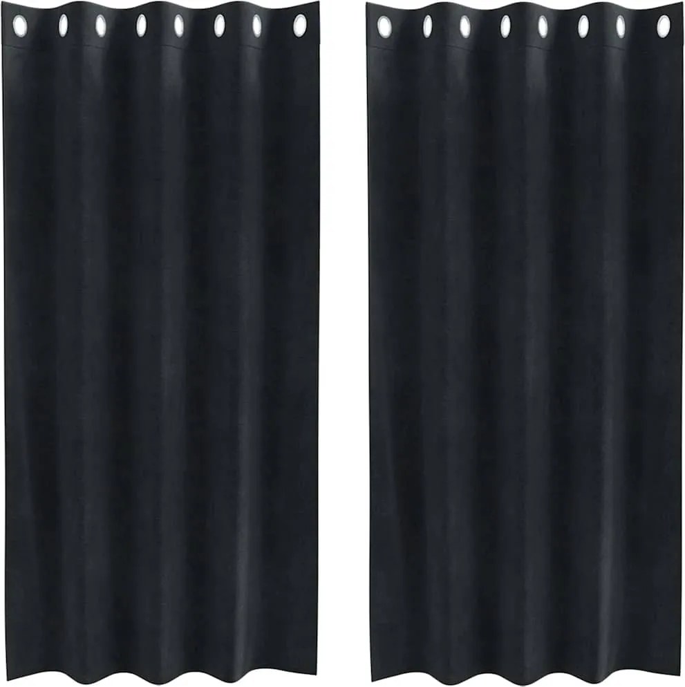 vidaXL Perdele opace 2 pcs Negru 140 x 175 cm Catifea