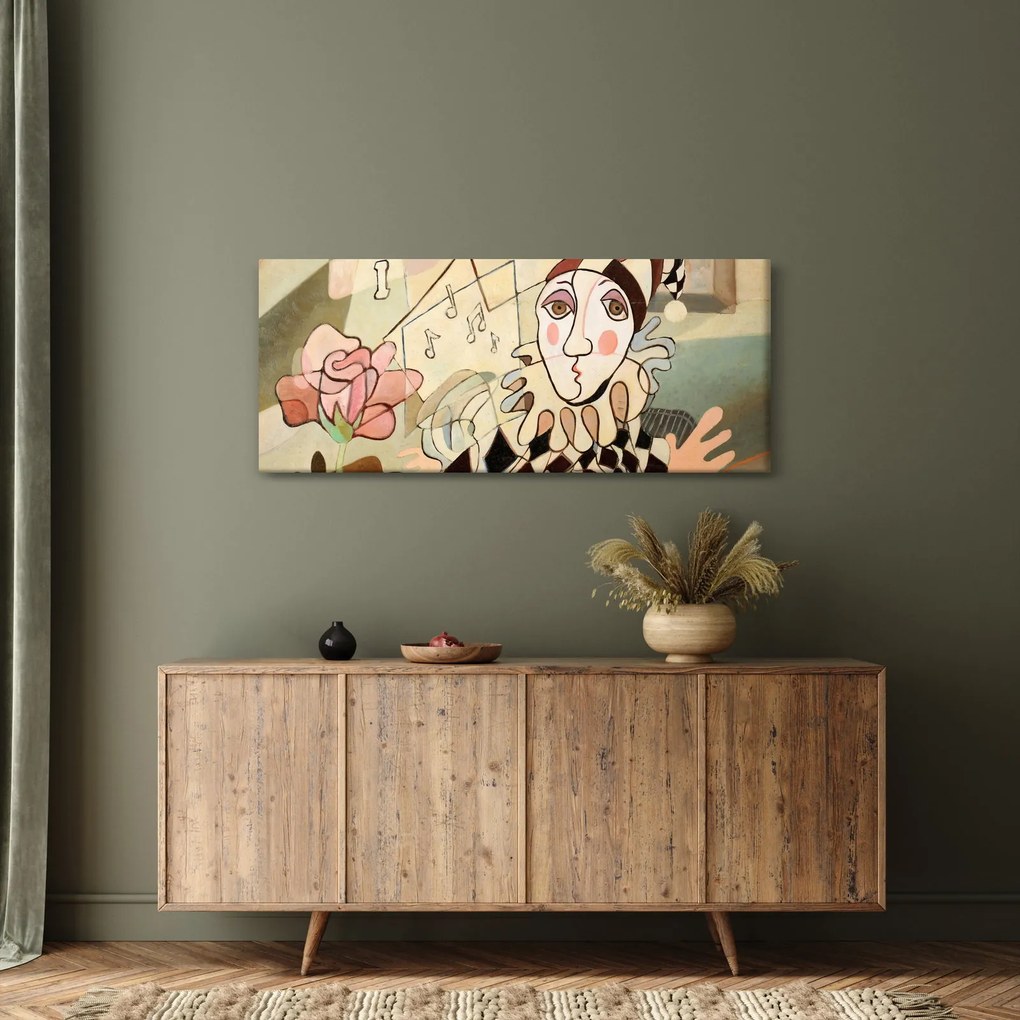 Tablou - Cubismul - arlechin și trandafir (120x50 cm)