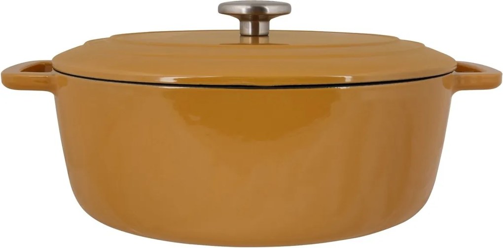Oală fontă emailată ovală cu capac 6,0 L Auriu Fontestic Cosy &amp; Trendy 4172604