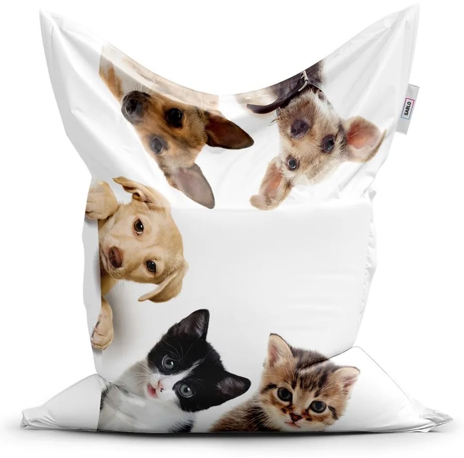 Sac de șezut Classic cățeluși și pisicuțe - pentru copii, bej / alb