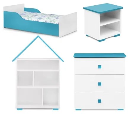 Comodă PABIS 87x83 cm alb/albastru