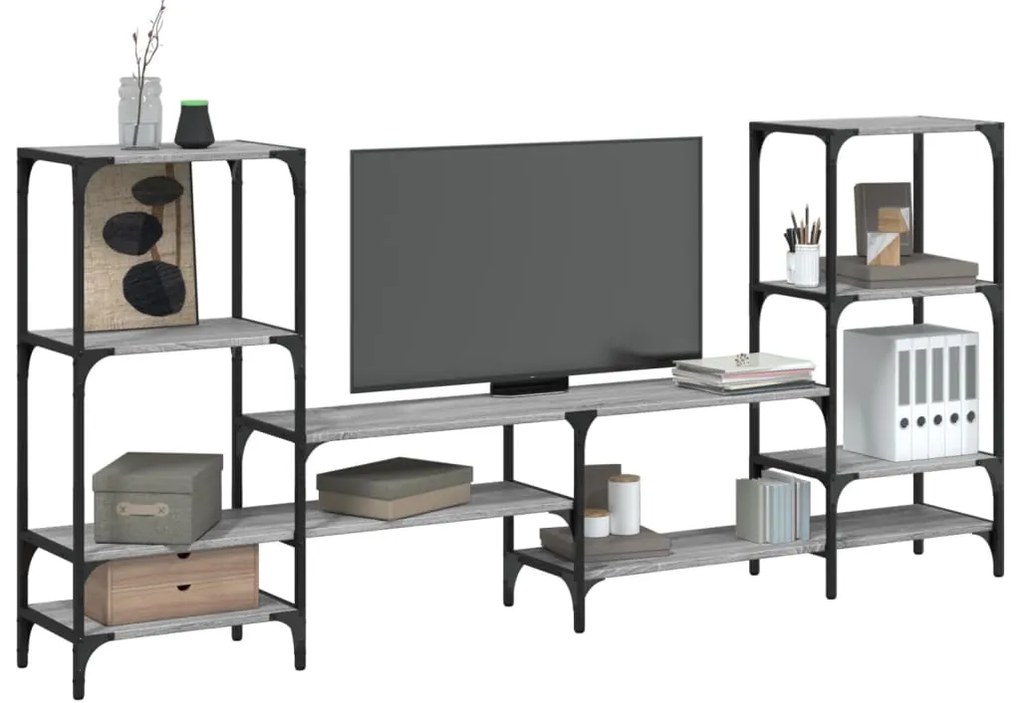 vidaXL Comodă TV, gri sonoma, 206,5x28,5x95 cm, lemn compozit