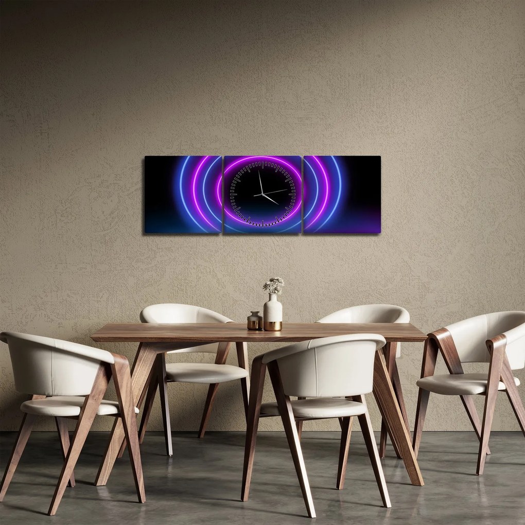 Tablou cu cercuri colorate (cu ceas) (90x30 cm)