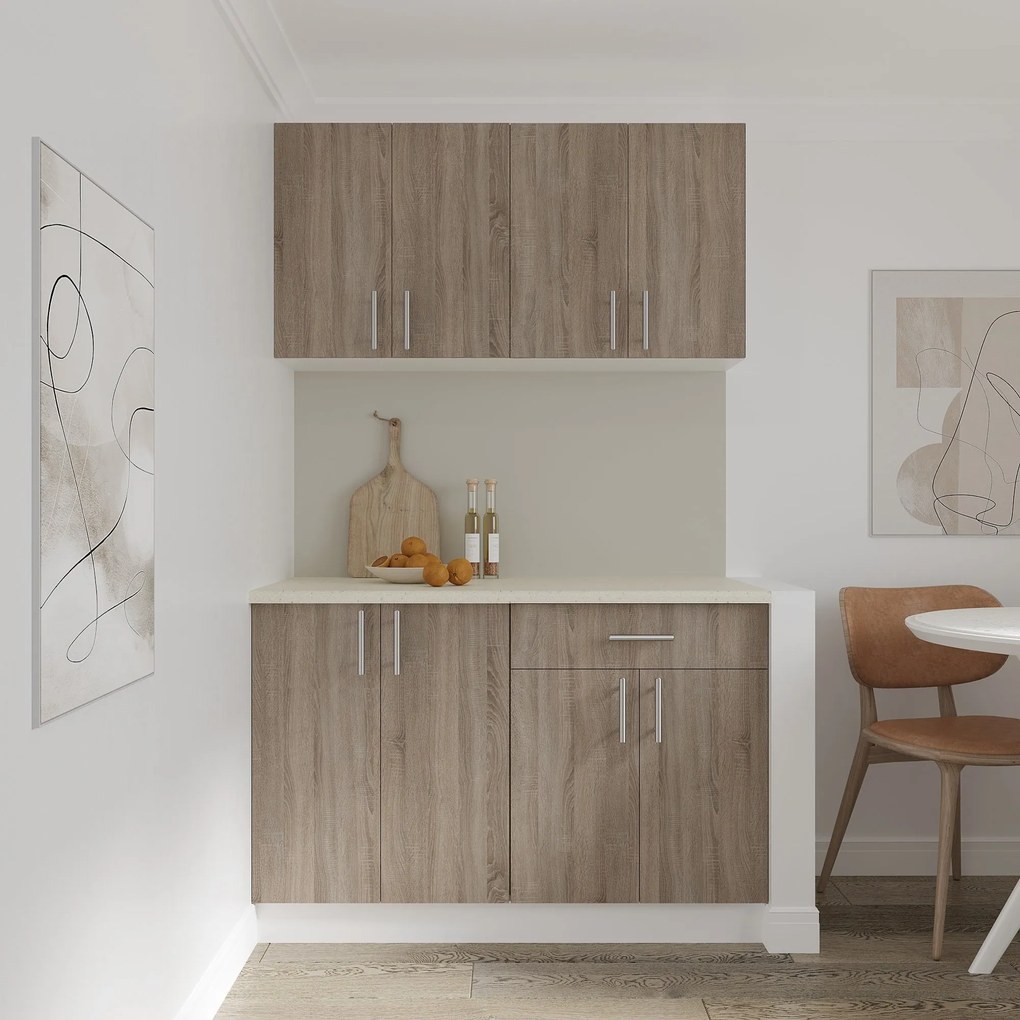 Corp haaus Karo, 1 Sertar, 2 Usi, Stejar Sonoma Inchis/Alb, 60 x 50 x 80 cm