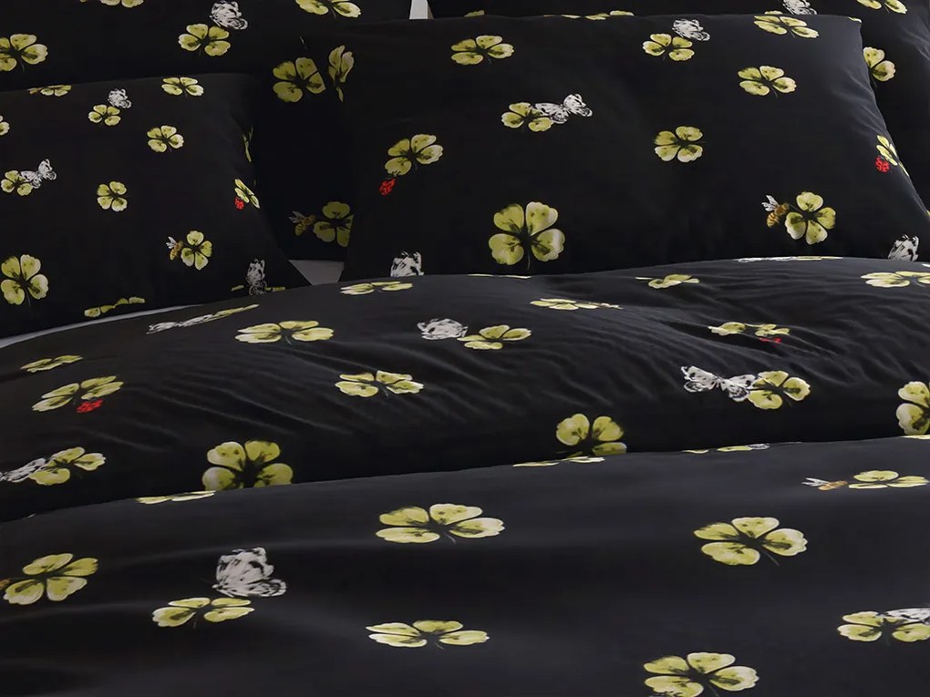 Lenjerie de pat din microfibra FOUR LEAF CLOVER negru Dimensiune lenjerie de pat: 2 buc 70 x 90 cm | 200 x 220 cm