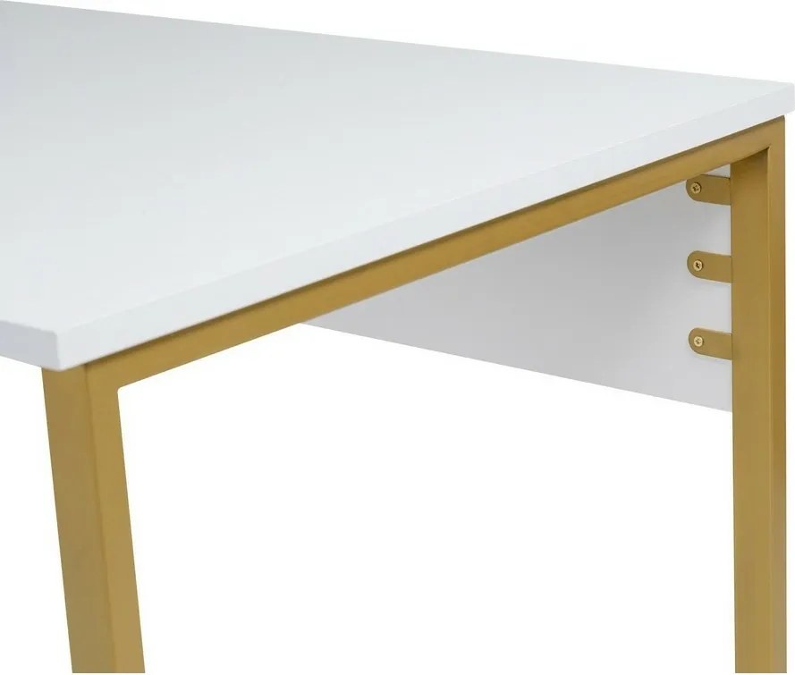 Birou Twin Alb și Auriu