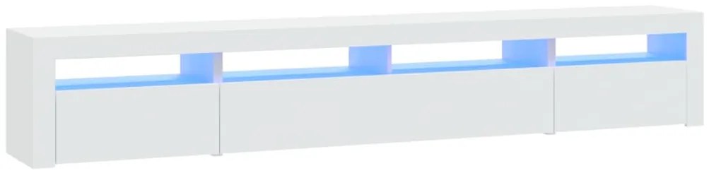 Comoda TV cu lumini LED, alb, 240x35x40 cm