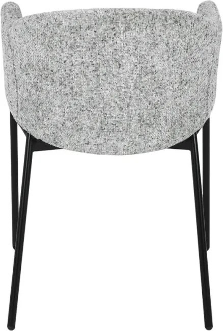 Set de 2 scaune aspect retro, Metal Negru, Chenille Gri, NOBLESSE A-47577 VC