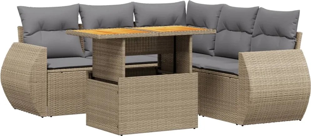 vidaXL Set canapele de grădină cu perne, 6 piese, bej, poliratan