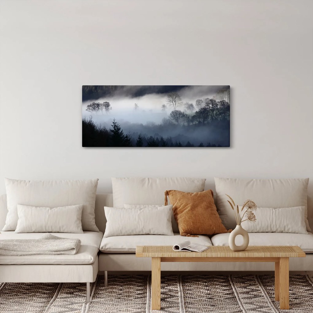 Tablou cu ceță deasupra pădurii (120x50 cm)