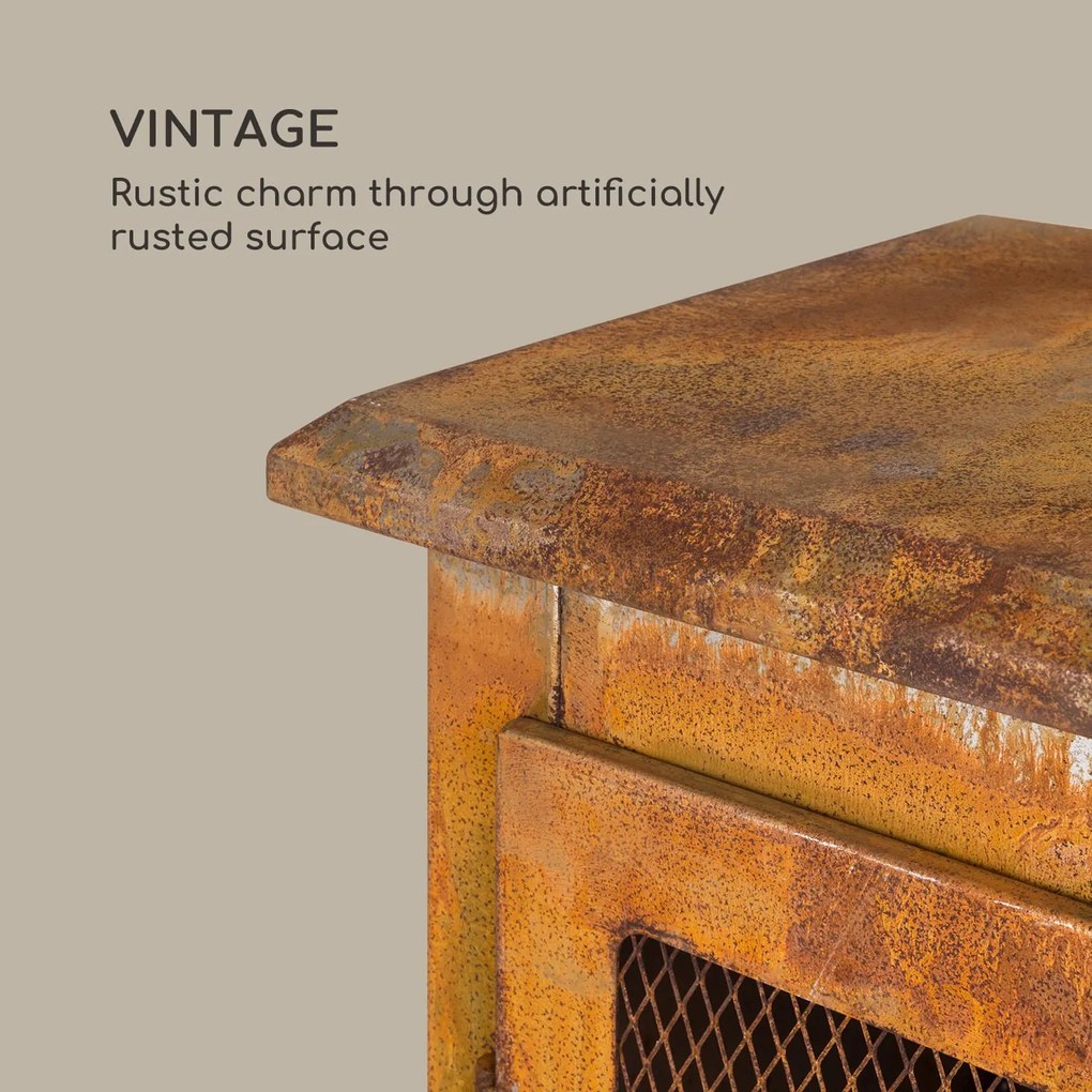 Flame Locker, vatră, șemineu de grădină vintage, 58 x 30 cm, oțel, aspect ruginit