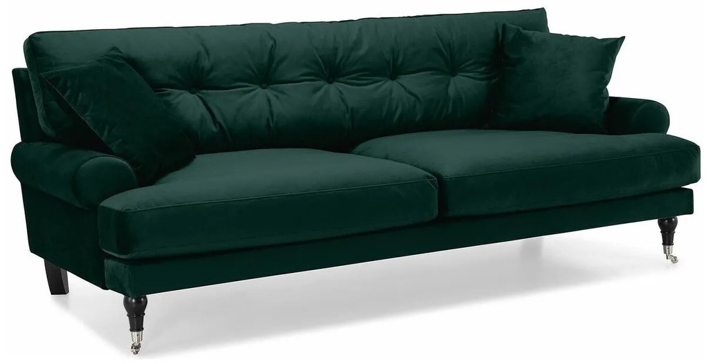 Canapea Seattle E120Numărul de locuri: 3, Verde, 222x100x87cm, Tapiterie, Picioare: Role, Lemn