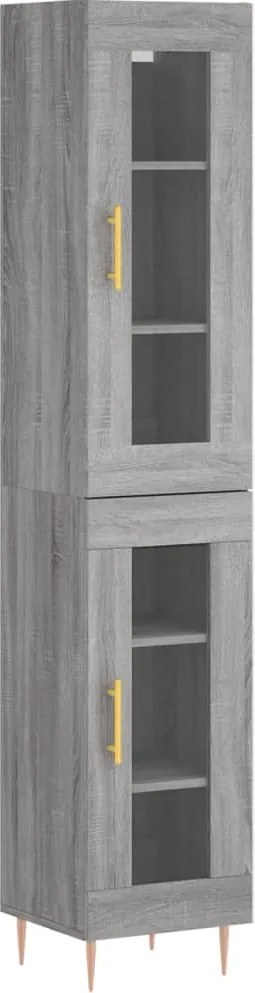 vidaXL Dulap înalt, gri sonoma, 34,5x34x180 cm, lemn prelucrat