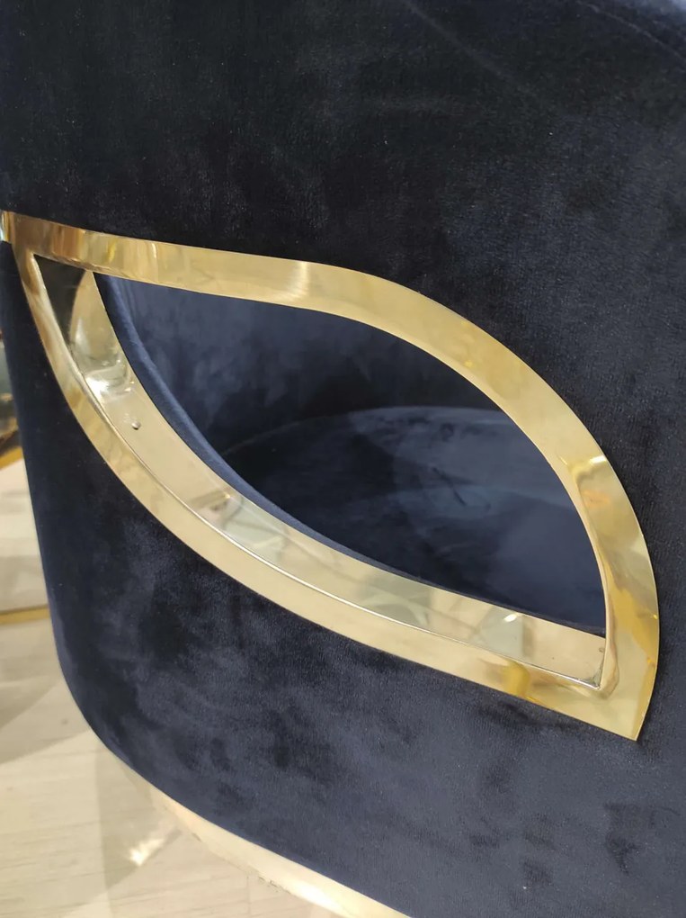 Fotoliu tapitat Morello negru/gold – H78 cm