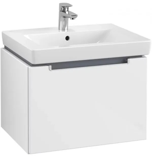 Set mobilier 58.7cm Villeroy&Boch Subway 2.0 alb lucios, cu lavoar Subway 2.0, A68700DH+7113F001