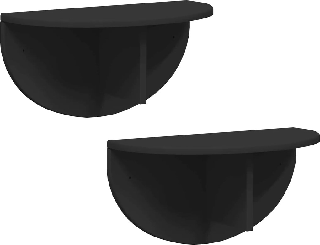 vidaXL Raft de perete 2 pcs Negru 48 x 24 x 24 cm Lemn compozit