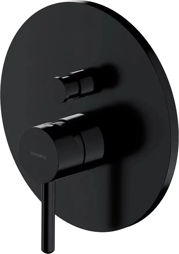Baterie cada-dus incastrata Omnires Y finisaj negru semimat fara corp ingropat