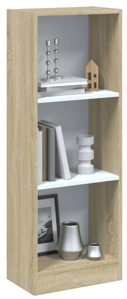 800833 vidaXL Bibliotecă cu 3 rafturi, alb & stejar sonoma, 40x24x109 cm