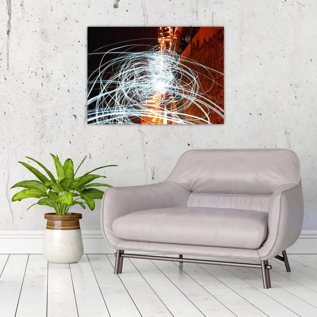 Tablou pe sticlă cu valuri de lumini (70x50 cm)