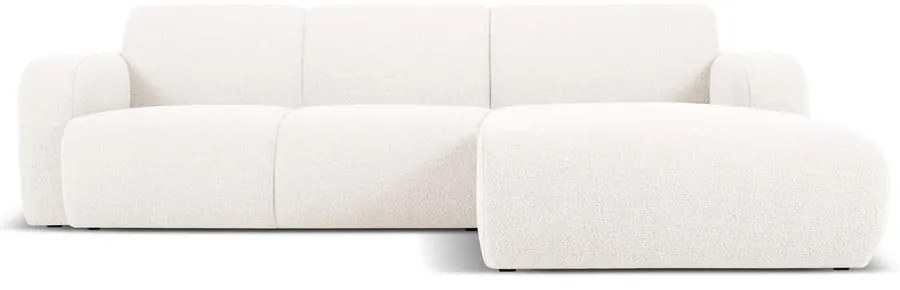 Colțar alb cu tapițerie din stofă bouclé (colț dreapta) Molino – Micadoni Home