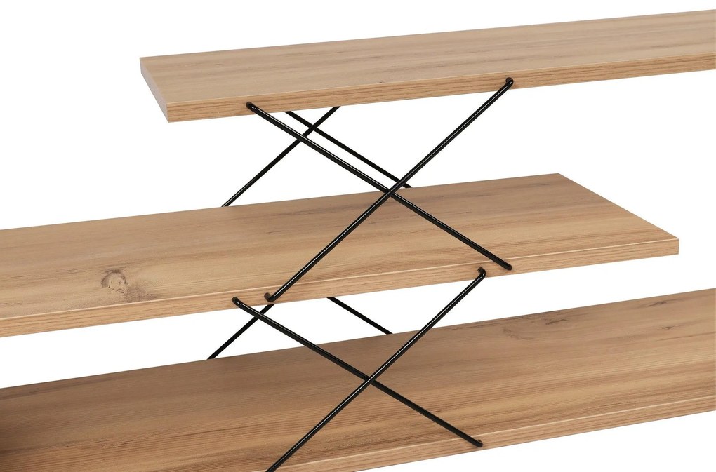 COMODA TV Zigzag, Alb - Gri - Galben - Stejar - Maro, 120 x 40 x 30 cm