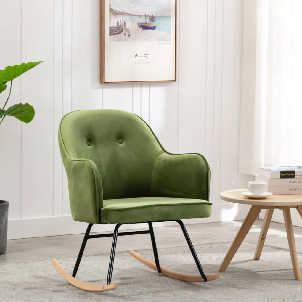 289521 vidaXL Scaun balansoar, verde deschis, catifea