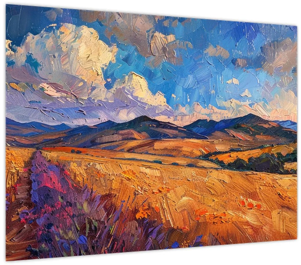 Tablou pe sticlă - Pictură în ulei de peisaj (70x50 cm)
