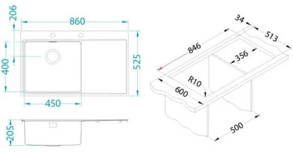 Chiuvetă de bucătărie ALVEUS 1103652 PURE 86x52,5 cm crom