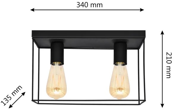Plafonieră FINN 2xE27/15W/230V negru