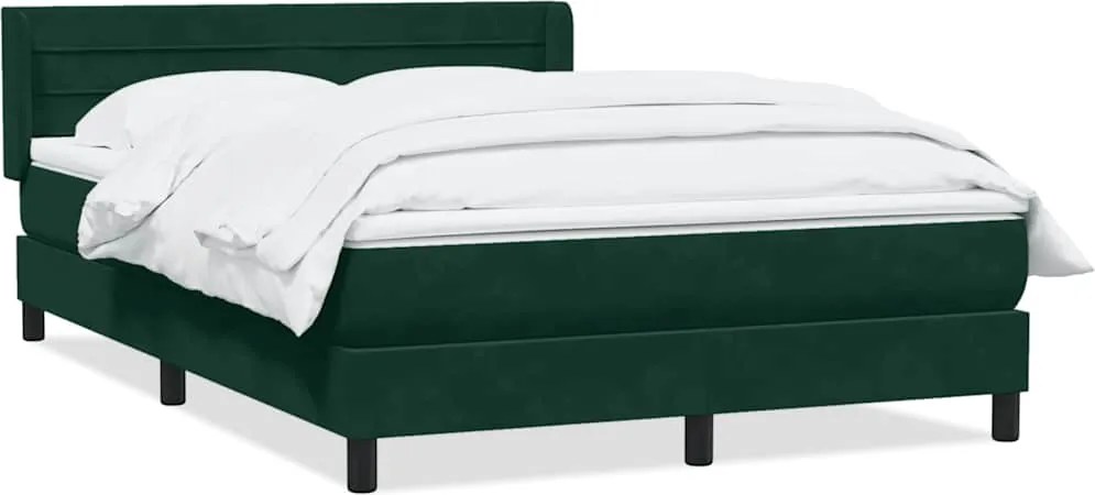 vidaXL Pat box spring cu saltea, verde închis, 160x220 cm, catifea
