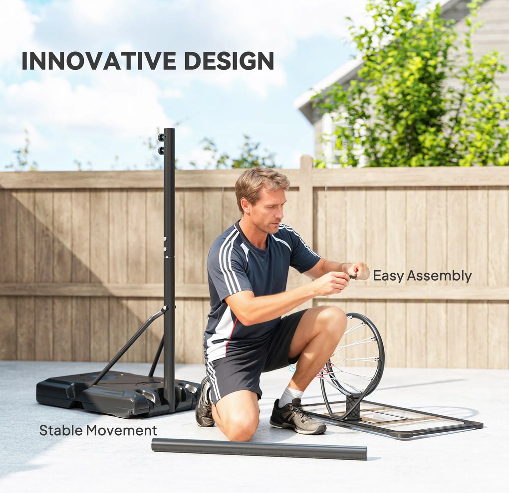 SPORTNOW Cos pentru baschet cu inaltime reglabila, 182-213 cm, Negru